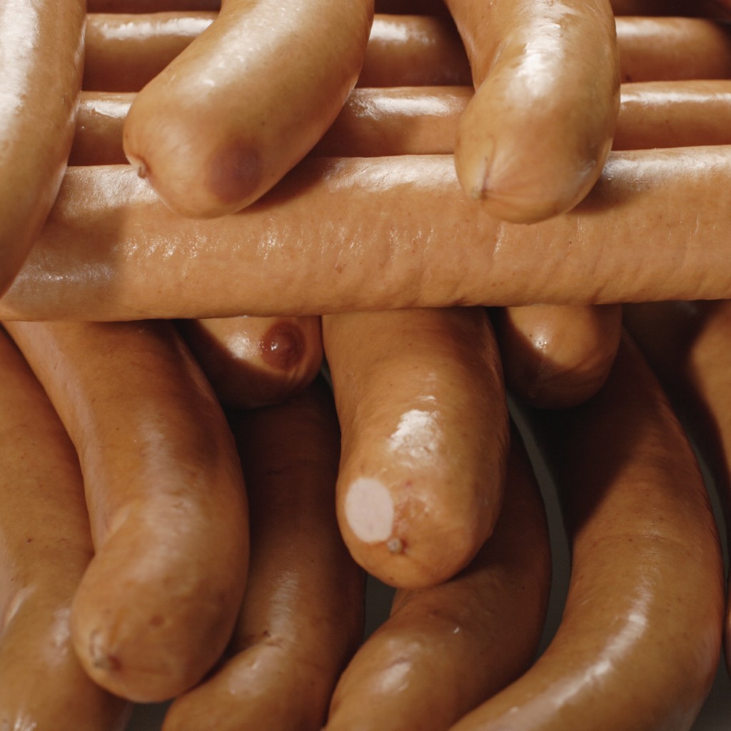Sausages, close-up, full frame